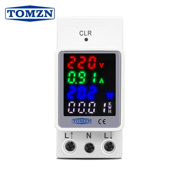 4IN1 TOMZN AC 110V, 220V 100A Įtampa Srovės KWH Elektros energijos monitorius metrų VOLTAS AMP voltmeter ammeter Wattmeter din bėgelio
