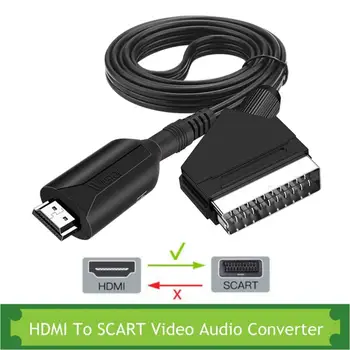 HD HDMI suderinamus Įvestis SCART Išėjimas Vaizdo Garso Keitiklis Adapteris, HDTV, DVD Sky Box, STB Plug And Play nuolatinės SROVĖS Kabeliai 1m