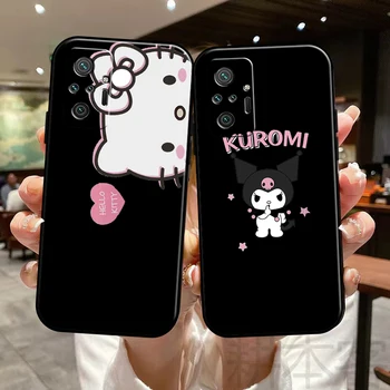 Hello Kitty Kuromi Telefoną Atveju Xiaomi Redmi Pastaba 9T 9S 9 Pro Max 10 10X 10 Pro Max 10T 10S 5G Juoda Silikono Dangtelį