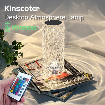 LED Kristalų Stalo Lempa Rose Šviesos Projektorius, RGB Spalvų Touch Reguliuojamas Romantiška Diamond Atmosfera Šviesos USB Touch Naktį Šviesos