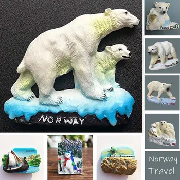 Norvegija Šaldytuvas Magnetai, Suvenyrai, Polar Bear Turizmo 3D Derva, Šaldytuvas Magnetai, Magnetiniai Lipdukai Namų Dekoro Kolekcija